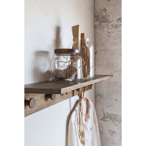 Hnedý nástenný vešiak z dubového dreva s poličkou 90 cm Showcase – Mette Ditmer Denmark-image-2
