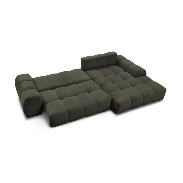 Zelená ženilková rozkladacia/s úložným priestorom rohová pohovka (pravý roh/s leňoškou) Everest – Bobochic Paris-image-4