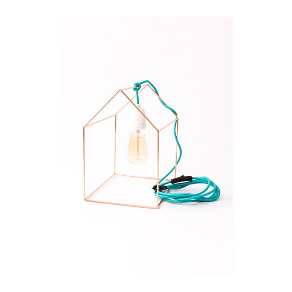 Stolová lampa v medenej farbe s modrým káblom Filament Home