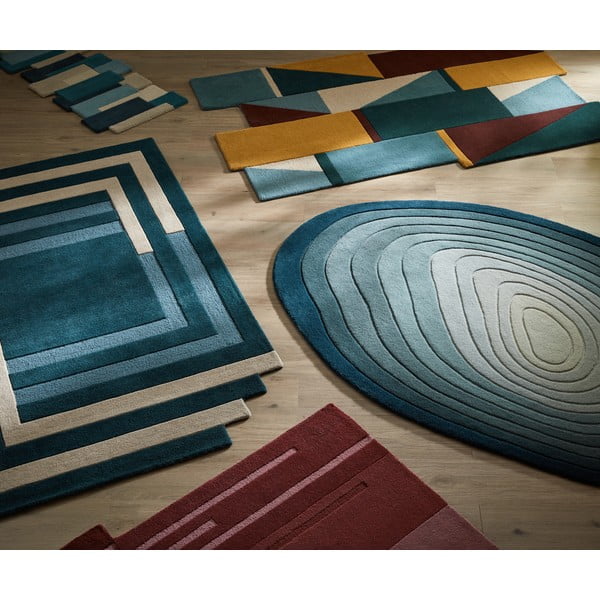 Modrý vlnený koberec 160x230 cm Puddle Ombre Wool – Flair Rugs-image-4