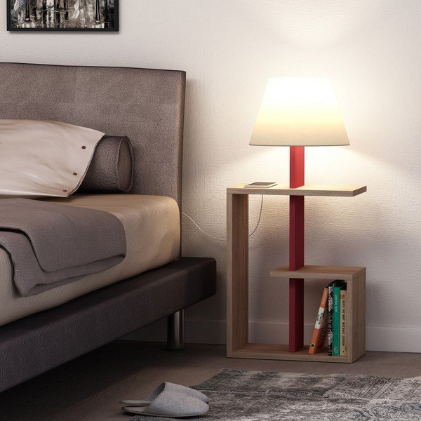 Tmavočervená voľne stojacia lampa Homitis Saly-image-1