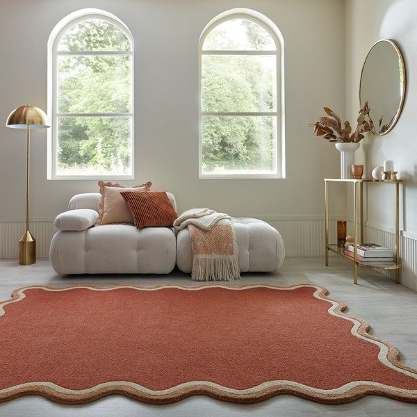 Ručne tkaný koberec s prímesou vlny v terakotovej farbe 120x170 cm Rivo Wool – Flair Rugs-image-1