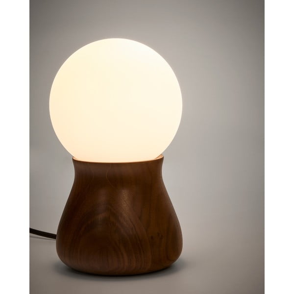 Tmavohnedá stolová lampa z kaučukového dreva (výška 26 cm) Okeni – Kave Home-image-4