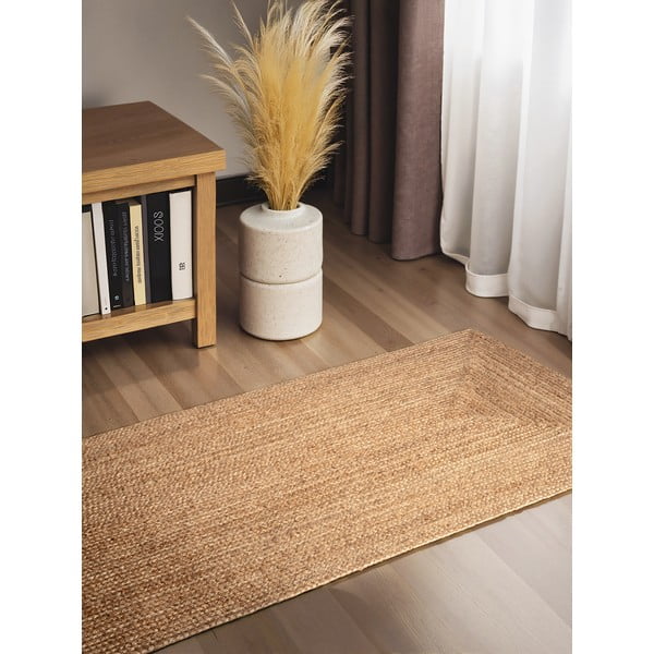 Obojstranný/ručne tkaný jutový behúň v prírodnej farbe 80x200 cm Sharmila Natural Brown – Hanse Home-image-1