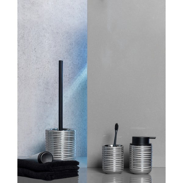 Keramický téglik na zubné kefky v striebornej farbe Vilalba – Wenko-image-1