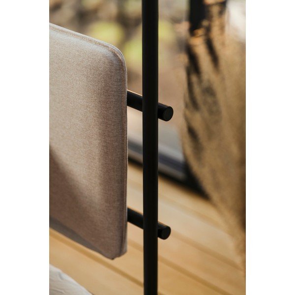 Čierna/béžová oceľová čalúnená dvojlôžková posteľ s nebesami s roštom 200x200 cm Eton – noo.ma-image-3