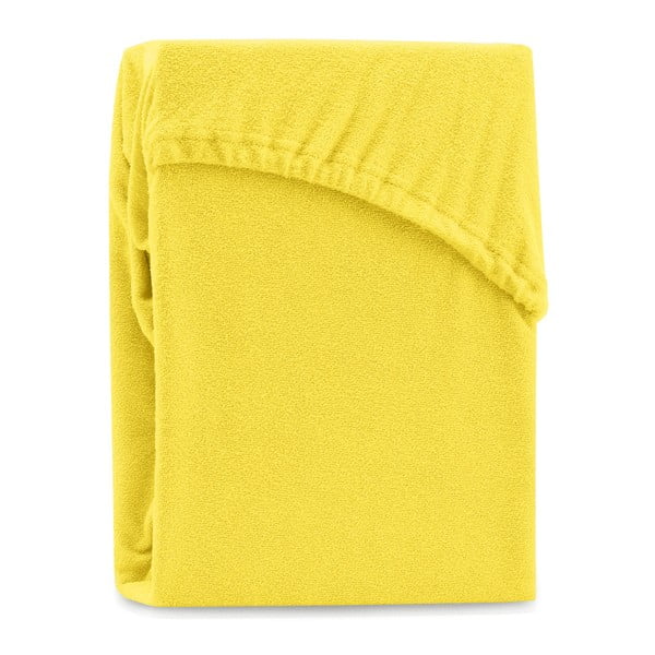 Žltá elastická plachta na dvojlôžko AmeliaHome Ruby Siesta, 220-240 x 220 cm