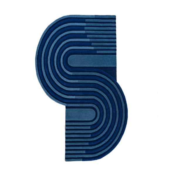 Tmavomodrý ručne tkaný vlnený koberec 120x180 cm Conway Retro – Flair Rugs