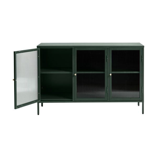 Zelená kovová vitrína Unique Furniture Bronco, výška 85 cm-image-4