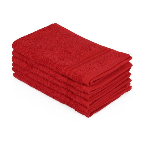 Sada 6 červených bavlnených uterákov Madame Coco Lento Rojo, 30 × 50 cm