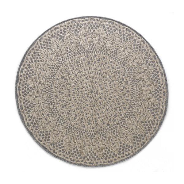 Sivý okrúhly koberec Art For Kids Crochet, ⌀ 135 cm