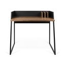 Čierny pracovný stôl s detailmi v dekore orechového dreva TemaHome Volga