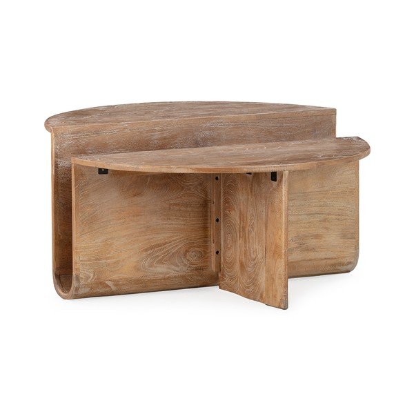 Tmavo prírodný okrúhly konferenčný stolík z mangového dreva ø 80 cm Divya – MOME