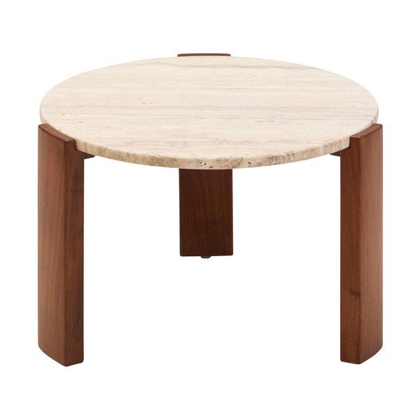 Hnedý/v svetlo prírodnej farbe okrúhly konferenčný stolík s mramorovou doskou ø 60 cm Palermo – Premier Housewares