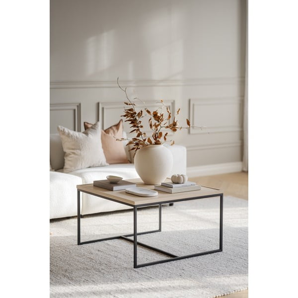 Konferenčný stolík s doskou z dubového dreva v prírodnej farbe ø 80 cm Deerfield – Rowico-image-3