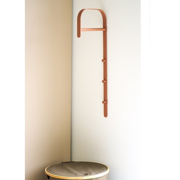 Koňakovohnedý kovový nástenný stojan na oblečenie 30x80x3 cm Gresto – House Nordic-image-1