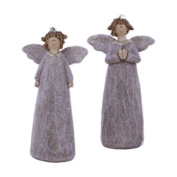 Sada 2 malých dekoratívnych anjelov v hnedých šatách Ego Dekor