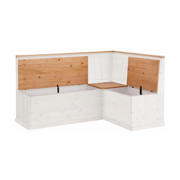 Biela variabilná rohová lavica z borovicového dreva s úložným priestorom Støraa Silas-image-2