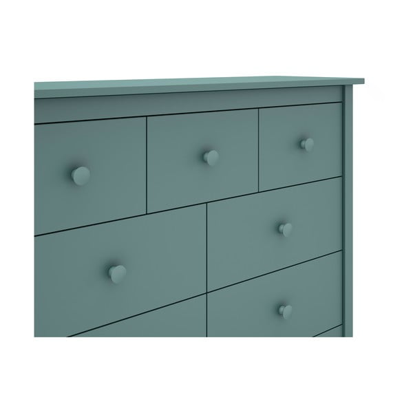 Nízka detská komoda z borovicového dreva v petrolejovej farbe 110x80 cm Max – Marckeric-image-1