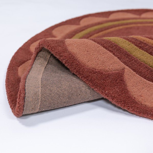 Vínovočervený ručne tkaný vlnený okrúhly koberec ø 120 cm Lois – Flair Rugs-image-3