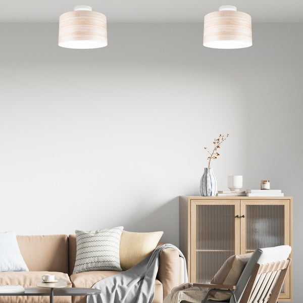 Svetlohnedé stropné svietidlo s textilným tienidlom ø 35 cm Print – LAMKUR-image-1