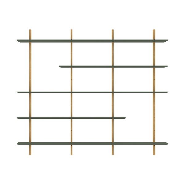Zelený modulárny policový systém v dekore duba 224x190 cm Bridge - Tenzo