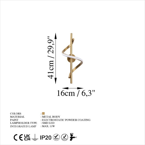 LED nástenné svietidlo v mosadznej farbe Likma – Opviq lights-image-4