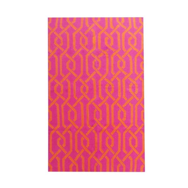 Ružový vlnený koberec Kilim Modern, 150x240 cm