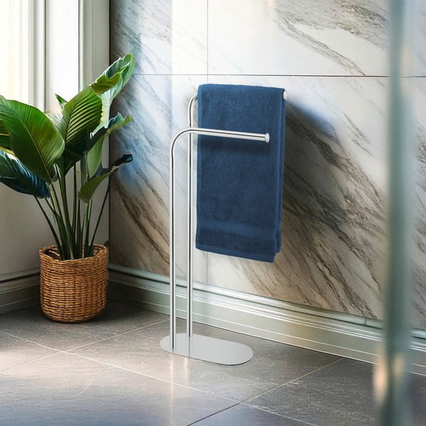 Stojan na uteráky z nehrdzavejúcej ocele v lesklej striebornej farbe Levante – Wenko-image-1