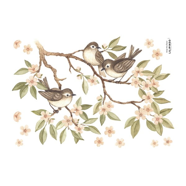 Hárok samolepiek 30x42 cm Branch And Sparrows – Lilipinso