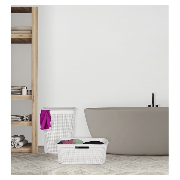 Biely plastový kôš na bielizeň 41 l Brisen - Rotho-image-2