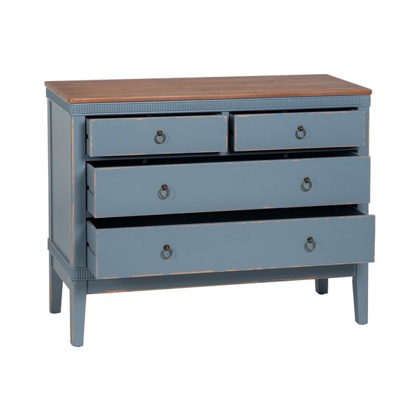 Modrá nízka komoda z jedľového dreva 115x90 cm Shabby – Ixia-image-2