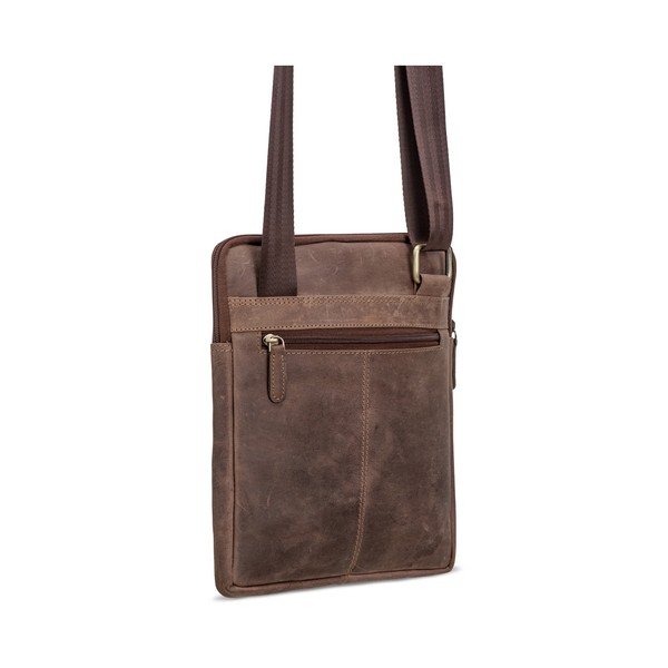 Tmavohnedá kožená taška cez rameno na iPad Packenger-image-1