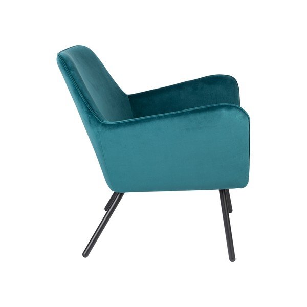 Tyrkysovomodré zamatové kreslo White Label Bon-image-3