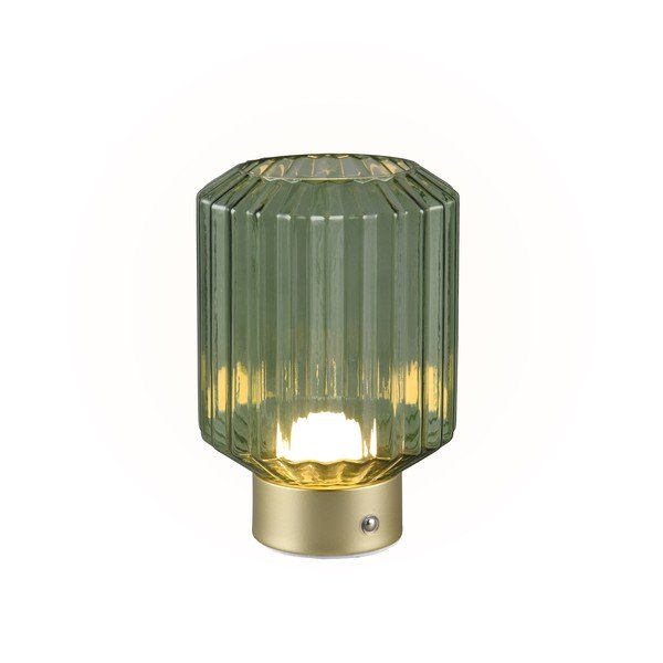 Stmievateľná LED stolová lampa v zelenej a zlatej farbe so skleneným tienidlom (výška 19,5 cm) Lord – Reality-image-1