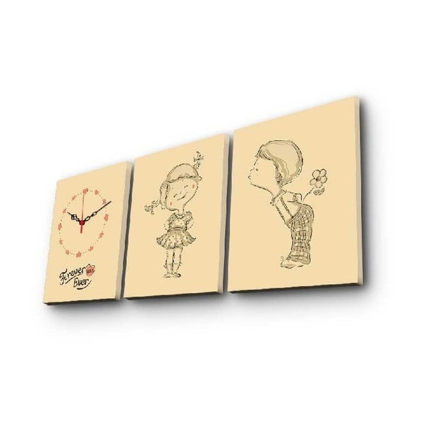 Nástenné obrazové hodiny Boy And Girl, 90 × 38 cm