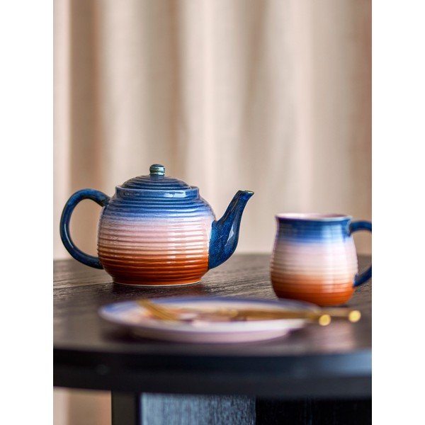 Modrá/oranžová keramická kanvica na čaj so sitkom 890 ml Tatum – Bloomingville-image-1