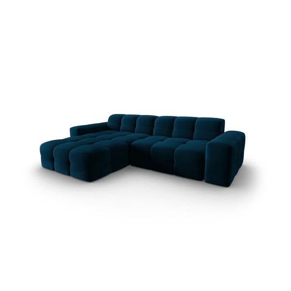 Tmavomodrá zamatová rohová pohovka (ľavý roh) Kendal - Micadoni Home-image-3