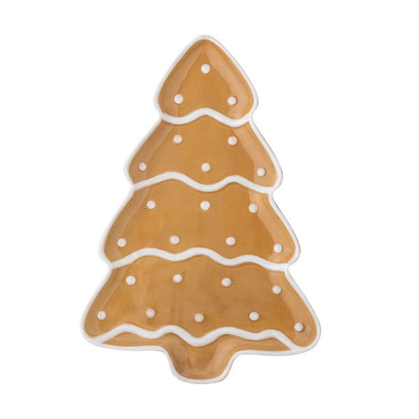 Svetlohnedý servírovací keramický tanier s vianočným motívom Ginnie – Bloomingville