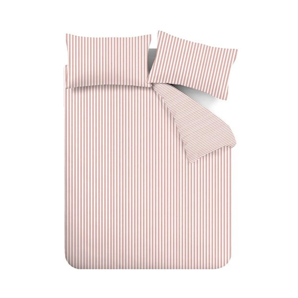 Ružové flanelové obliečky na jednolôžko 135x200 cm Stripe – Catherine Lansfield