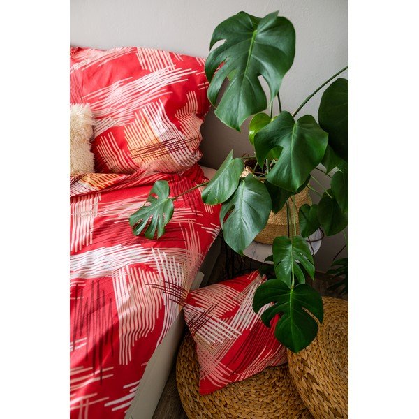 Červené bavlnené obliečky na jednolôžko 140x200 cm LP Dita Red – Cotton House-image-3