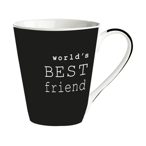 Čierny porcelánový hrnček KJ Collection World’s best friend, 300 ml