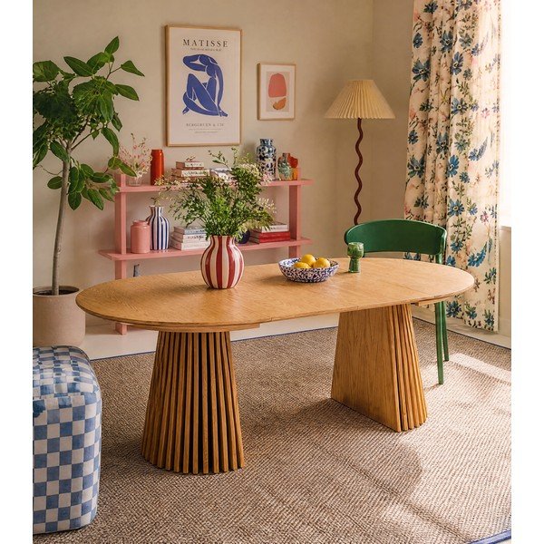 Okrúhly rozkladací jedálenský stôl s doskou v dubovom dekore ø 120 cm Osaka – House Nordic-image-1