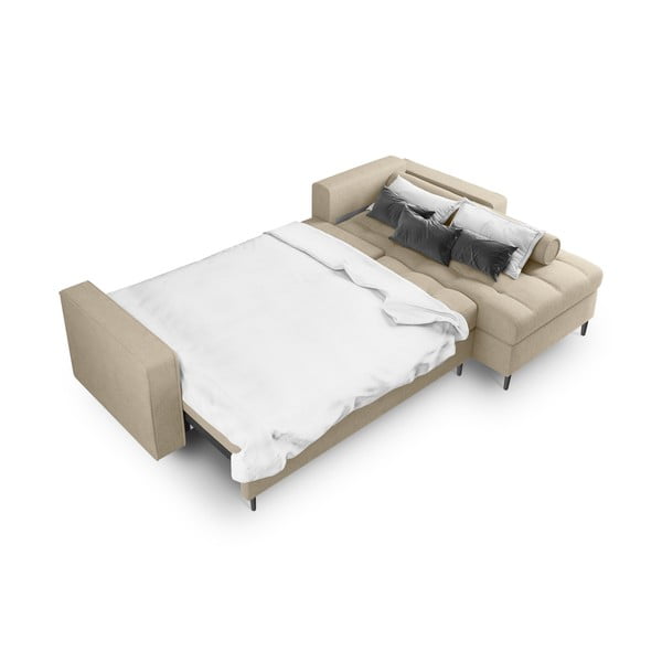 Béžová rozkladacia rohová pohovka Milo Casa Santo, pravý roh-image-4