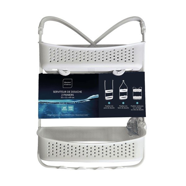 Matne biela závesná plastová kúpeľňová polička Vesper – douceur d'intérieur-image-4