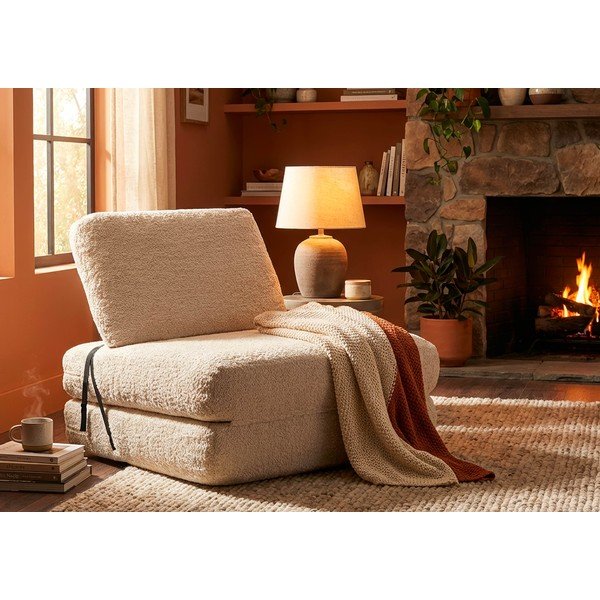 Biele rozkladacie kreslo z textílie buklé Faster – Mauro Ferretti-image-1