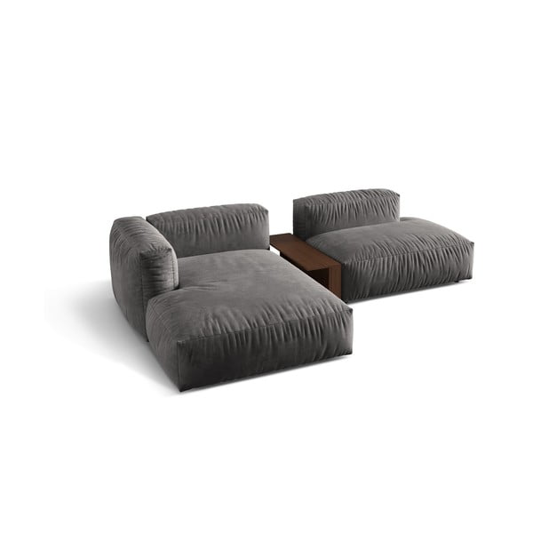 Sivá zamatová modulárna rohová pohovka (ľavý roh/s leňoškou) Martina – Micadoni -image-2