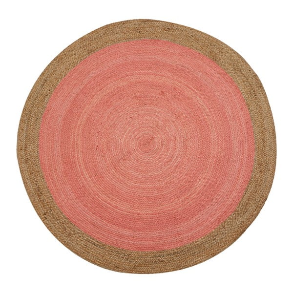 Ružový jutový koberec vhodný do exteriéru Native, ⌀ 200 cm