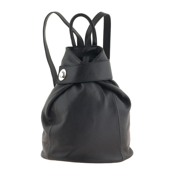 Čierny kožený batoh Pitti Bags Olbia