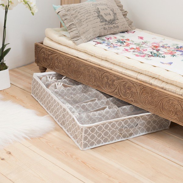 Béžový úložný box na topánky pod posteľ Compactor, dĺžka 76 cm-image-1